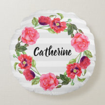 Vattenfärg Röd och Rosa Blommor Utandningsdesign