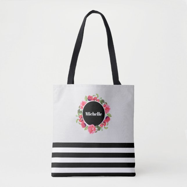 Vattenfärg Röd och Rosa Circle Blommigt Utandning Tygkasse (Framsida)