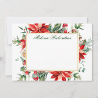 Vattenfärg röd Poinsettia Blommor Guldgrönska
