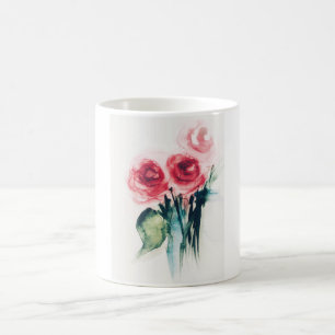 Vattenfärg Röd ros Kaffemugg