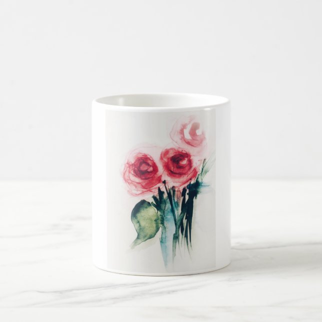 Vattenfärg Röd ros Kaffemugg (Center)