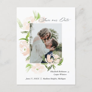 Vattenfärg röda blommor trendig Save The Date-kort Meddelande Vykort