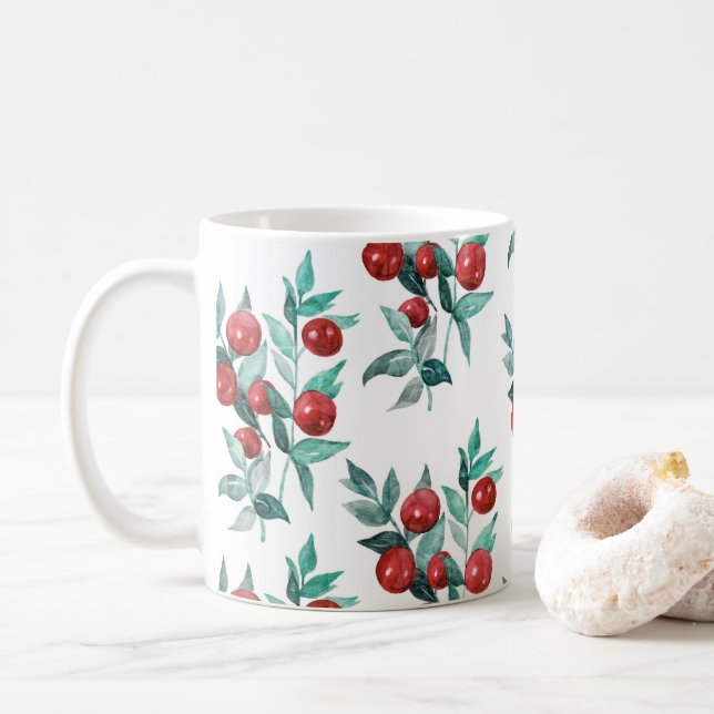 Vattenfärg Röda Julbärsmönster Kaffemugg (Med munk)
