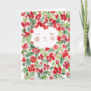 Vattenfärg röda julblommor design Kort