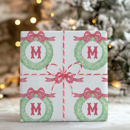 Vattenfärg Röda Prickiga Monogram Krans Presentpapper