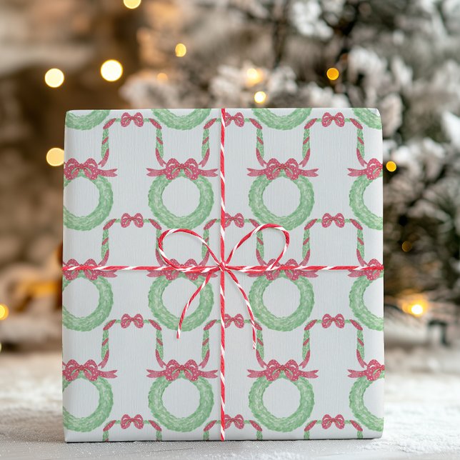 Vattenfärg Röda Prickiga Slinga Jul Presentpapper (Skapare uppladdad)