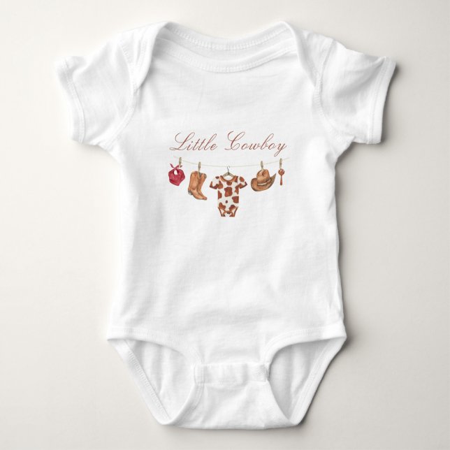 Vattenfärg Rodeo Western Cowboy Baby Shower T Shirt (Framsida)