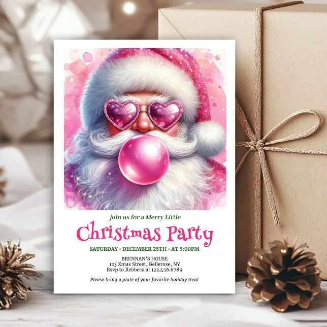 Vattenfärg Rolig Santa Solglasögon Jul Inbjudan (Watercolor Funny Santa Sunglasses Christmas Invitation

)