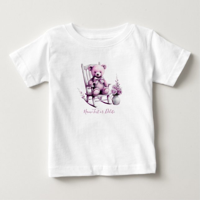 Vattenfärg Rosa Babybjörn Baby T-Shirt (Framsida)