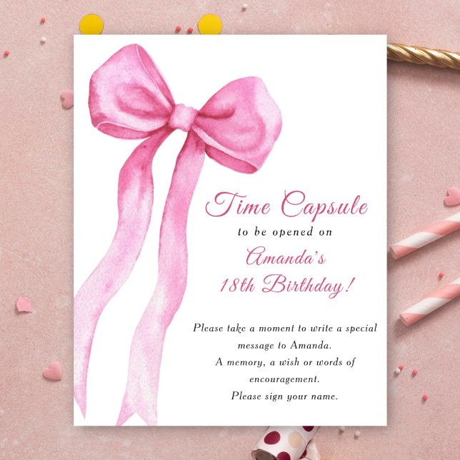 Vattenfärg rosa båge Tids kapsel 1-årsdag Poster (Skapare uppladdad)
