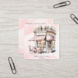 Vattenfärg,  rosa, Bakery QR-kod Fyrkantigt Visitkort