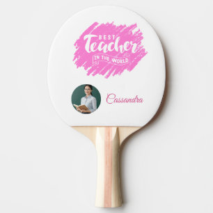 Vattenfärg Rosa Bästa Läraren i Världen Foto Pingisracket