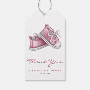 Vattenfärg Rosa Bebis Skor Baby Shower Tack Presentetikett