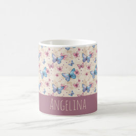 Vattenfärg rosa blå Fjärilsmönster namn  Kaffemugg