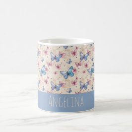 Vattenfärg rosa blå Fjärilsmönster namn  Kaffemugg