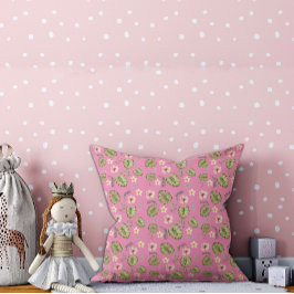 Vattenfärg rosa blommig barnkudde kudde