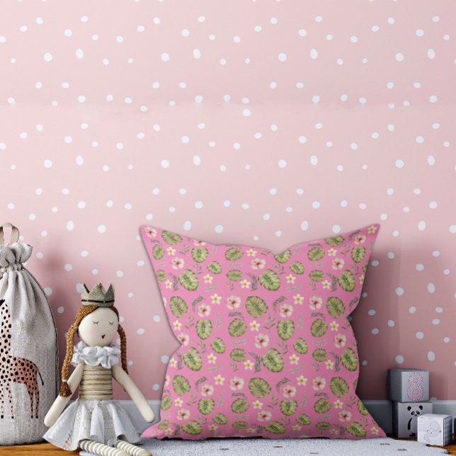 Vattenfärg rosa blommig barnkudde kudde (Skapare uppladdad)