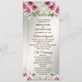 Vattenfärg Rosa Blommig Ram Blank Glänsande Brons  Program