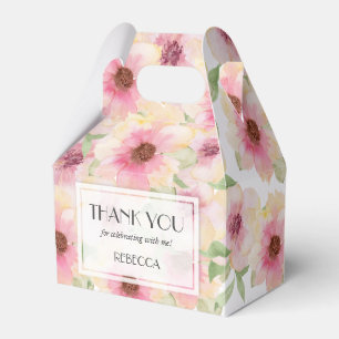 Vattenfärg Rosa Blommig Tack Presentaskar