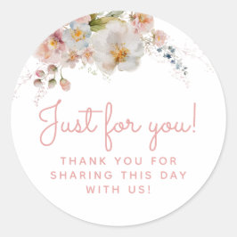 Vattenfärg Rosa Blommig Tacksamhetgåva Runt Klistermärke