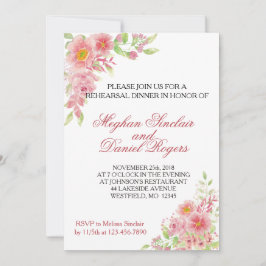 Vattenfärg Rosa Blommiga Övningsmiddagsinbjudninga Inbjudningar