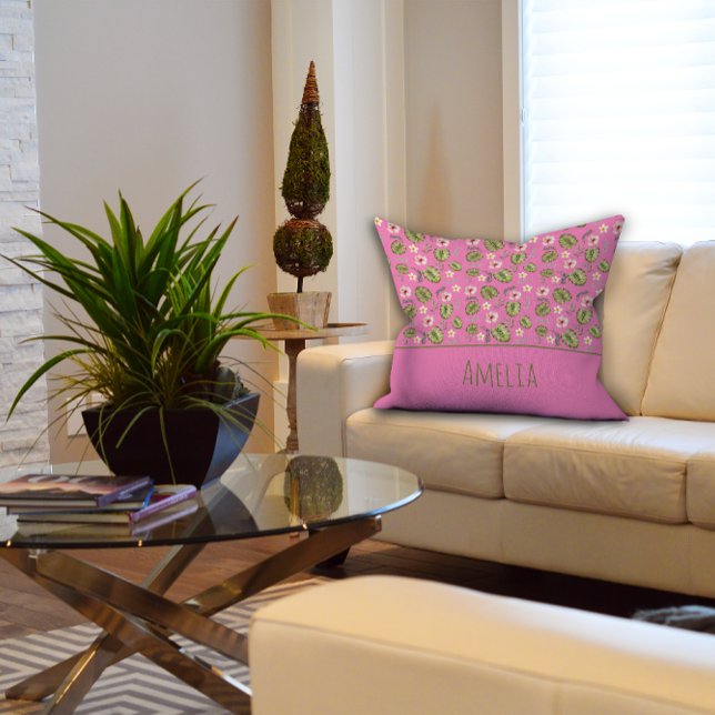 Vattenfärg rosa blommönster barnkastkudde kudde (Skapare uppladdad)