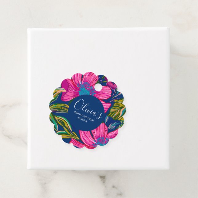 Vattenfärg rosa blommor bröllopsdusch gåvor etiketter (På plats)