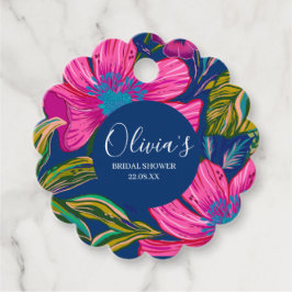 Vattenfärg rosa blommor bröllopsdusch gåvor etiketter