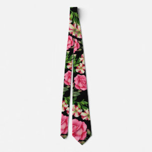 Vattenfärg Rosa Blommor Cirkel Krans Slips