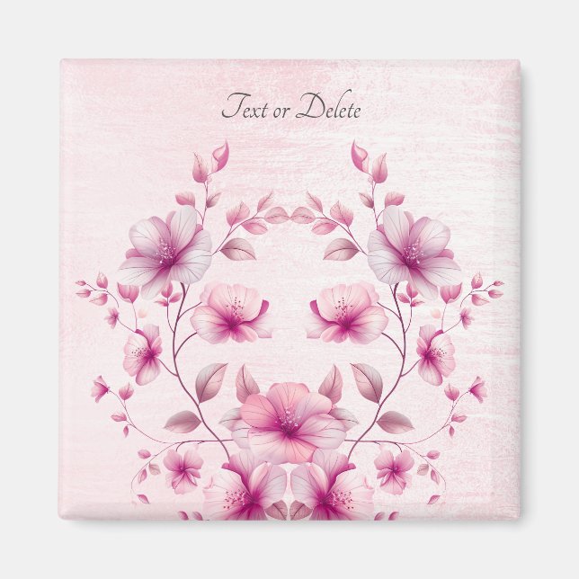 Vattenfärg Rosa Blommor Magnet (Framsidan)