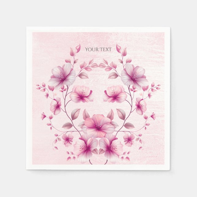 Vattenfärg Rosa Blommor Servetter (Framsidan)