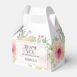 Vattenfärg Rosa Blommor Tack Presentaskar
