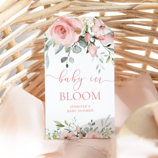 Vattenfärg rosa blomster baby shower presentkort presentetikett (Skapare uppladdad)