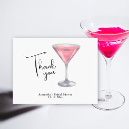 Vattenfärg Rosa Cocktail Bröllopsdusch Tack Kort