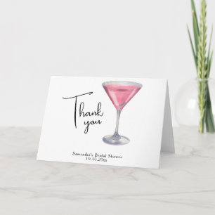 Vattenfärg Rosa Cocktail Bröllopsfest Tack Kort