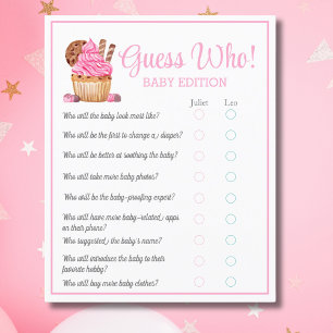 Vattenfärg Rosa Cupcake Gissa Vem Bebis Flygblad