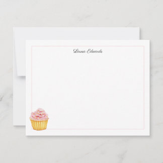 Vattenfärg Rosa Cupcake Personlig Anteckningskort