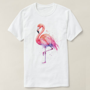 Vattenfärg Rosa Flamingo Färgfläck T Shirt