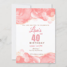 Vattenfärg rosa glitter 40-årsdag