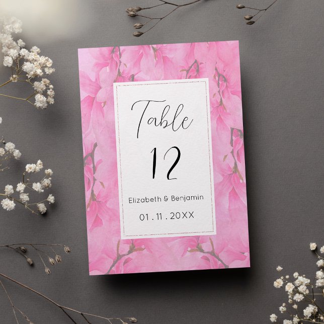 Vattenfärg rosa gröna orkidéblommor Bordnummer Inbjudningar (Watercolor pink green orchid flowers Table Numbers)