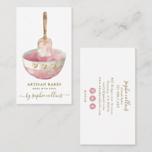 Vattenfärg Rosa Guld Bagare Bageri Konditor  Visitkort