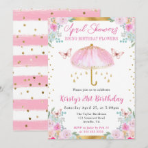 Vattenfärg Rosa Guld Vår Paraplla 21:a födelsedag