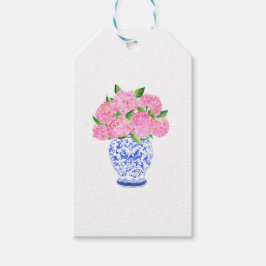 Vattenfärg Rosa Hortensia Chinoiserie Namn Presentetikett