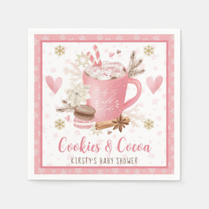 Vattenfärg Rosa Kakor och Kakao Baby Shower Pappersservett