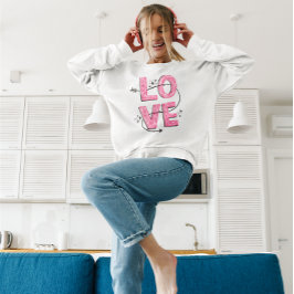 Vattenfärg Rosa Kärlek Bokstavsdesign T Shirt