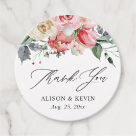 Vattenfärg Rosa Kräm Ros Blommig Tack Gåvor Etiketter