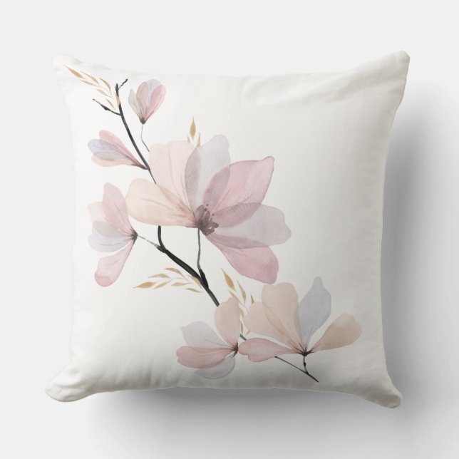 Vattenfärg  Rosa Magnolia Kastar Kudd Kudde (Framsida)