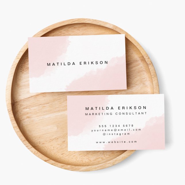 Vattenfärg | Rosa  minimal modern Scandi Visitkort (Skapare uppladdad)
