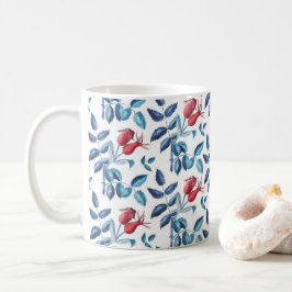 Vattenfärg Rosa Nypon Mönster Kaffemugg