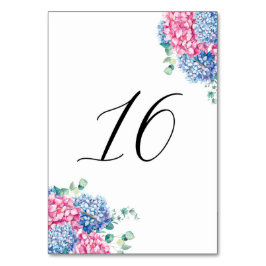 Vattenfärg Rosa och Blå Hortensia Bord 16 Bordsnummer